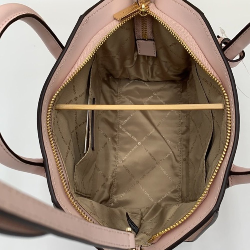 Michael Kors Avril Small Leather Top-Zip Satchel Powder Blush color - Picture 8 of 16